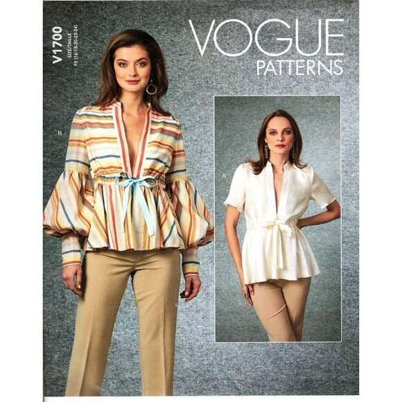 Vogue V1700 Misses 16 to 24 Deep V Neck Blouse Top Uncut Sewing Pattern - Picture 1 of 2